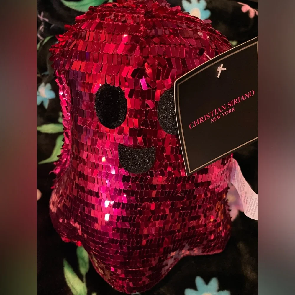 CHRISTIAN SIRIANO NWT Halloween Hot Pink Sequin Plush Weighted Ghost 👻💖🪩